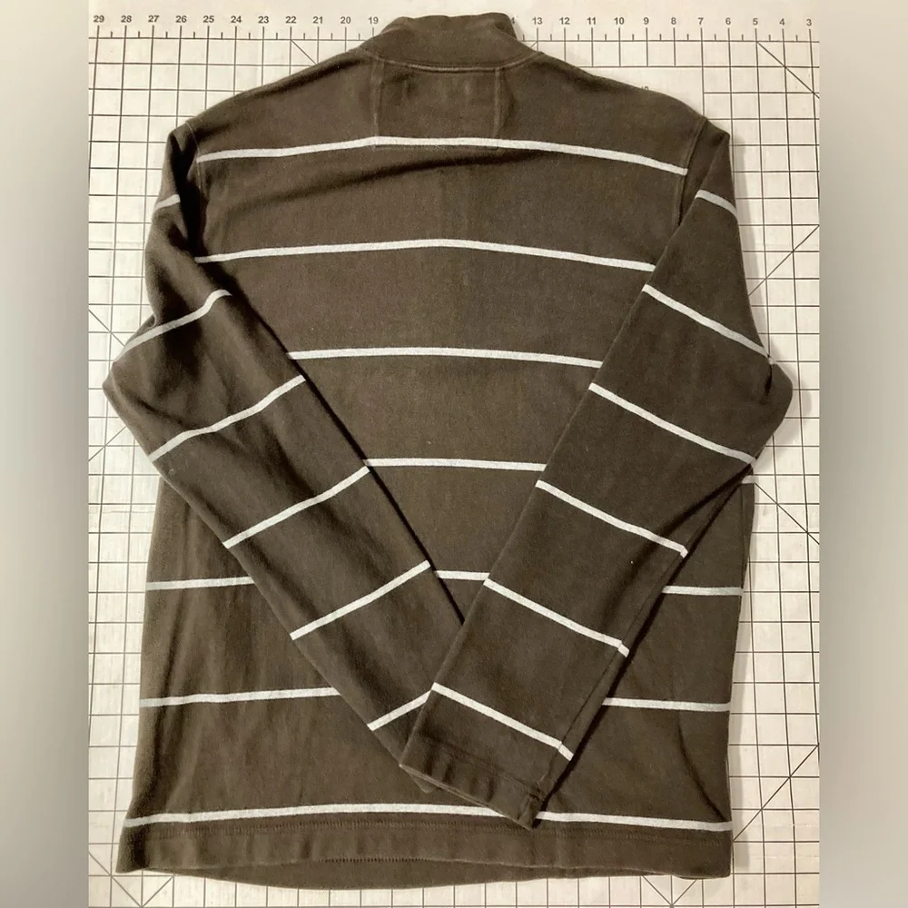 Banana Republic Men’s Size Large Brown/Grey‎ Striped 1/4 Zip Sweater